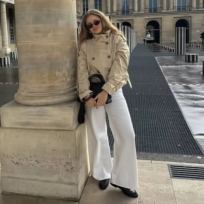 Damen Trenchcoat Kurzmantel Wasserabweisend