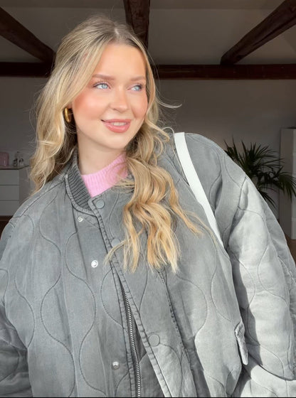 Damen Gepolsterte Bomberjacke Warm Modern