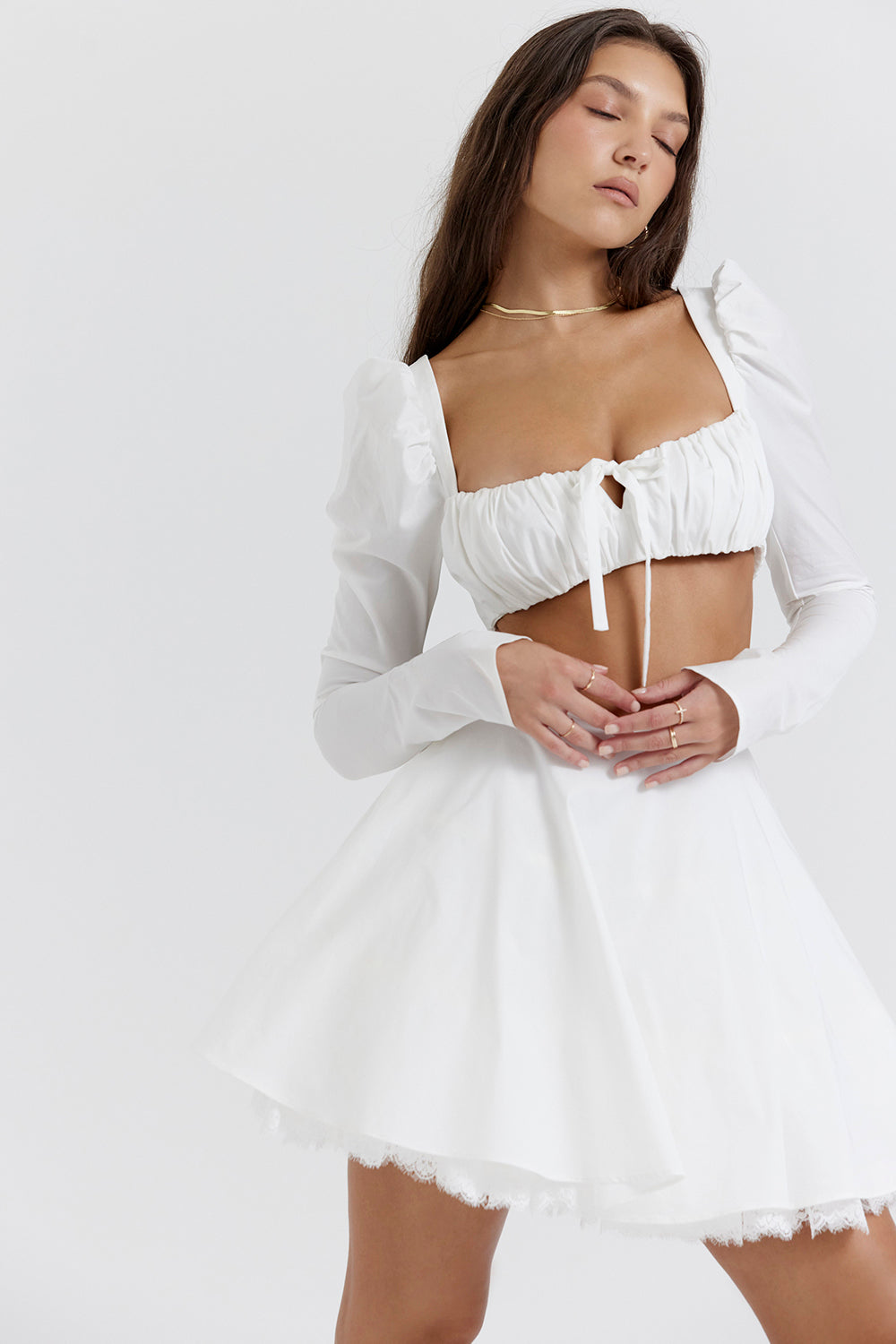 Damen Puffärmel Mit Schleife