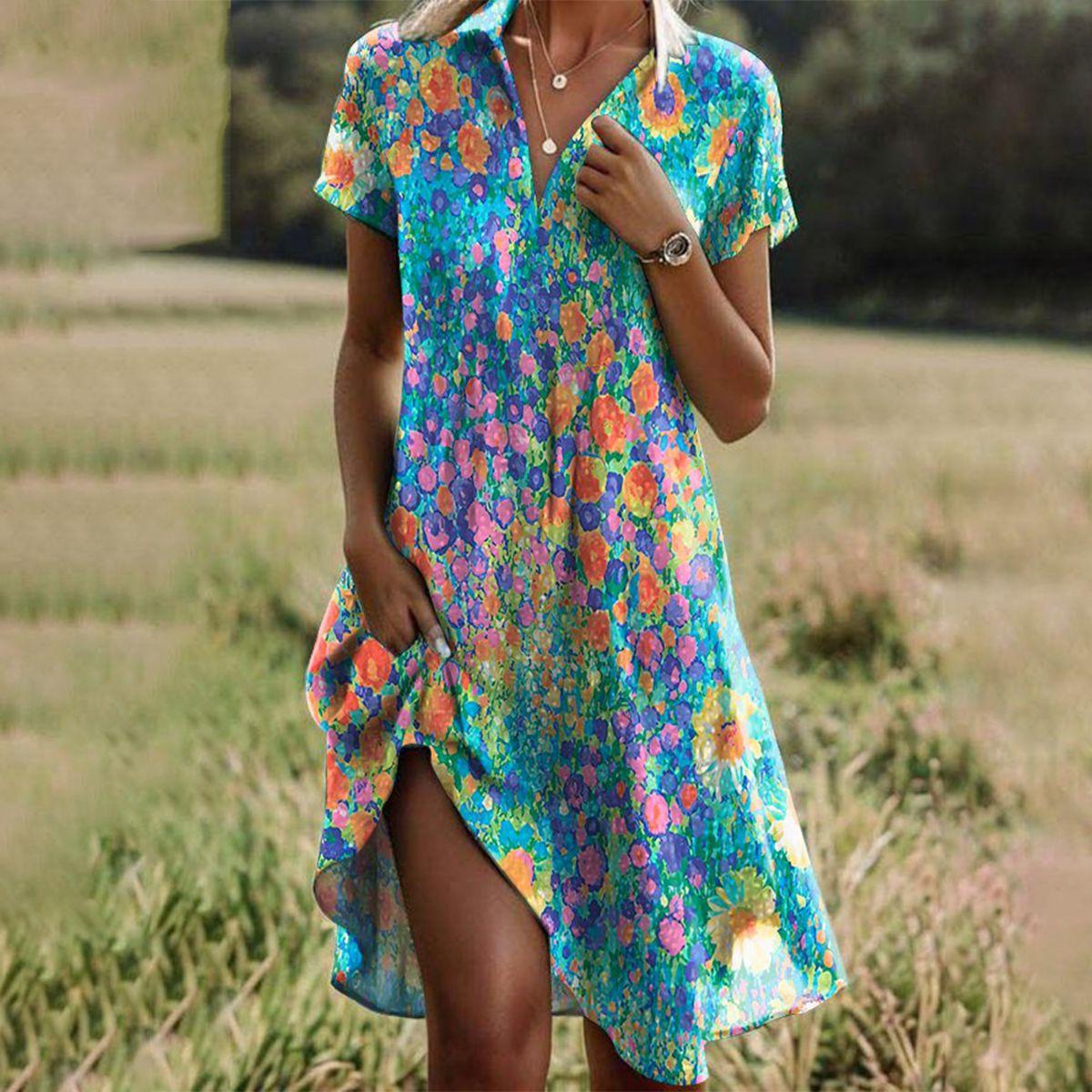 Damen Boho Sommerkleid Lang - Norvielle