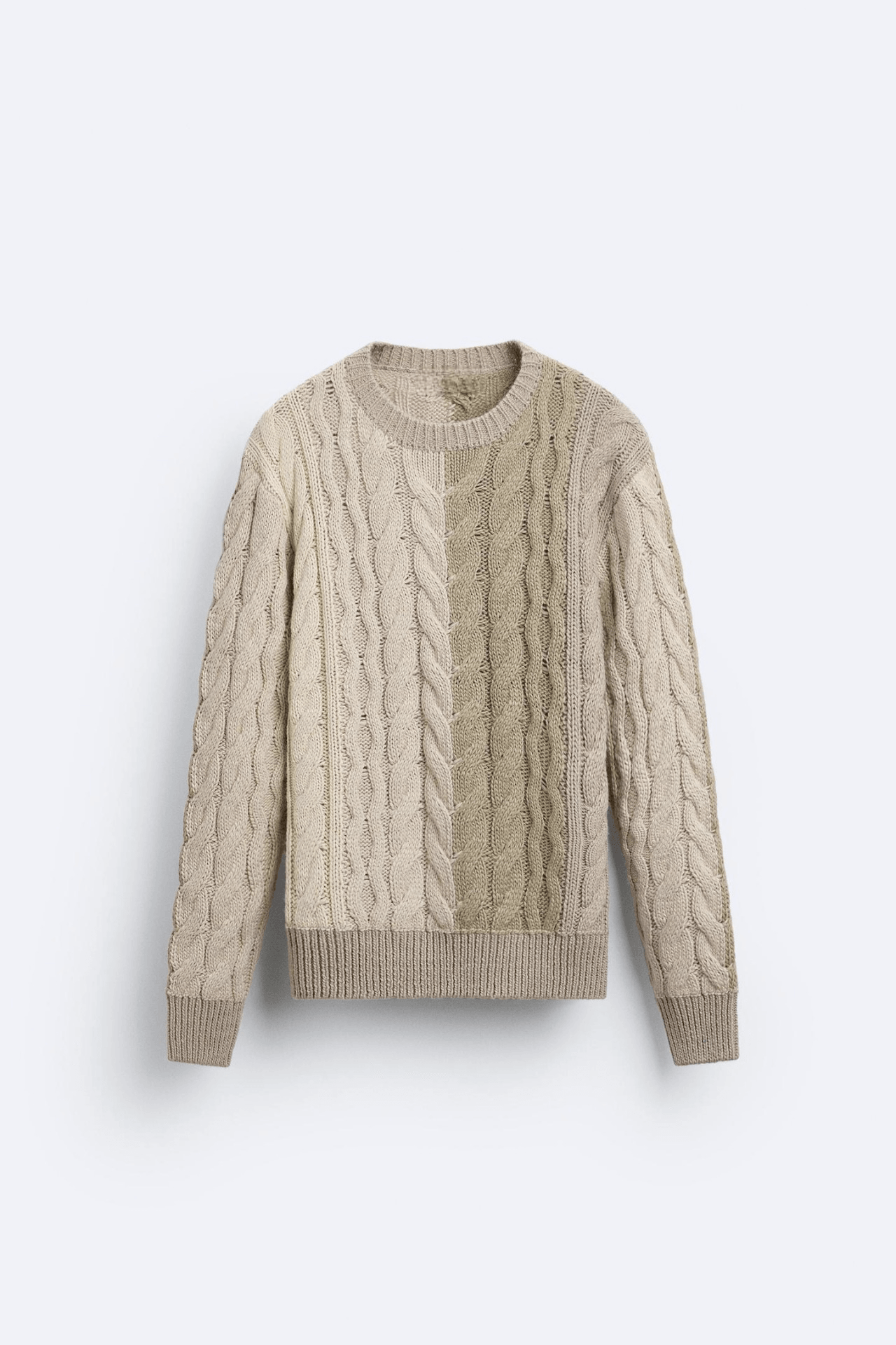 Klassischer Grobstrick-Pullover Zopfmuster Warm Beige - Norvielle