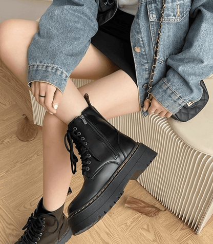 Damen Plateaustiefel Leder Hochzeitsschuhe