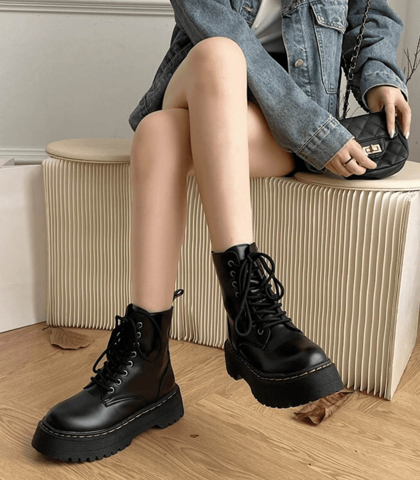 Damen Plateaustiefel Leder Hochzeitsschuhe