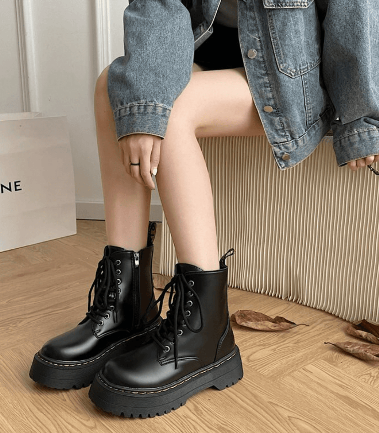 Damen Plateaustiefel Leder Hochzeitsschuhe