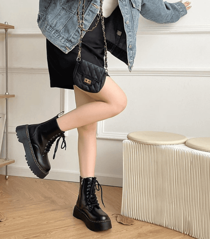 Damen Plateaustiefel Leder Hochzeitsschuhe