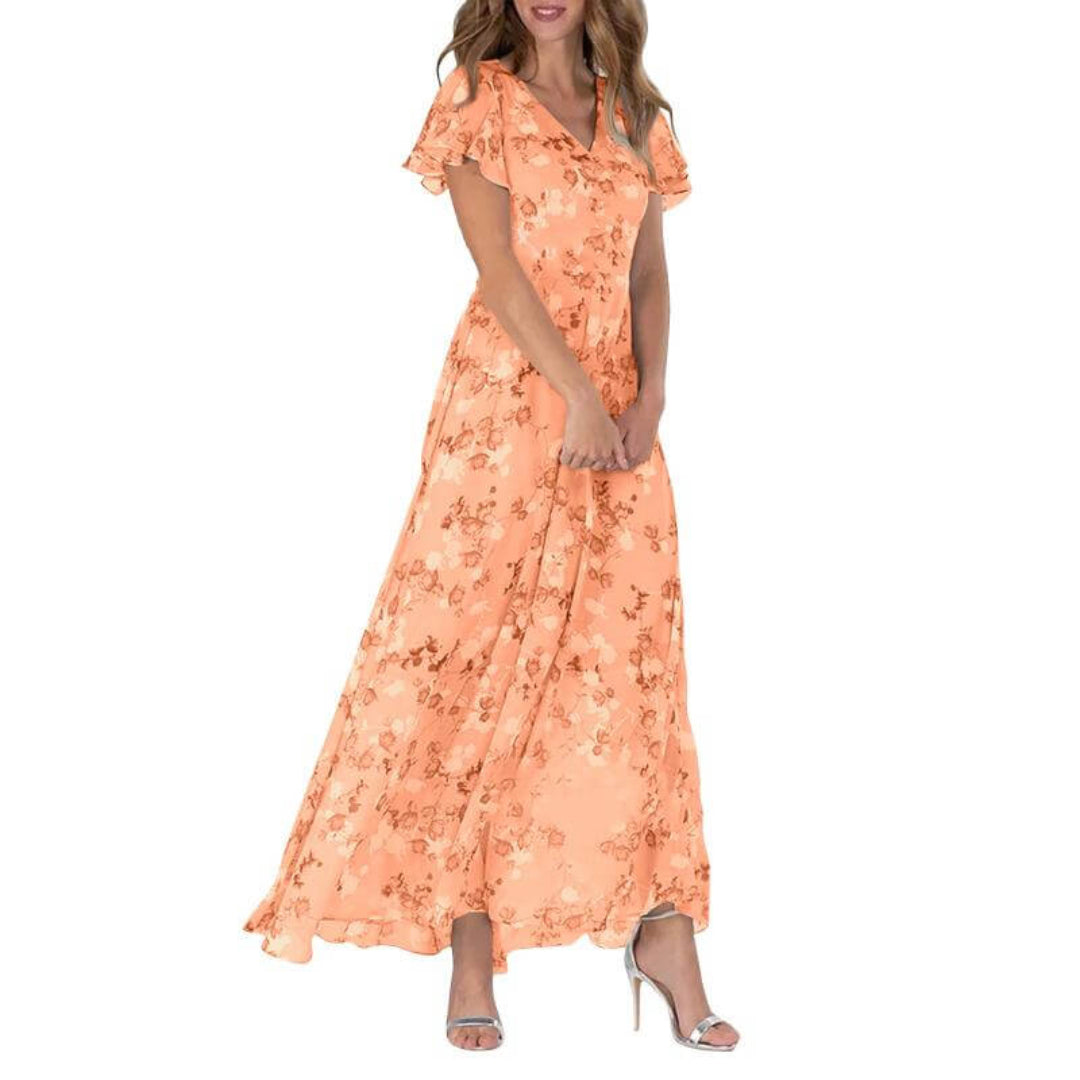 Damen Maxikleid Flatterärmlig Lang Boho Stil - Norvielle
