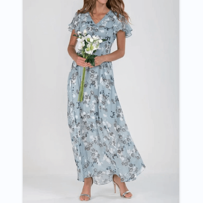 Damen Maxikleid Flatterärmlig Lang Boho Stil