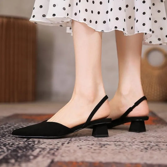 Damen Slingback Schuhe Spitz Absatz - Norvielle
