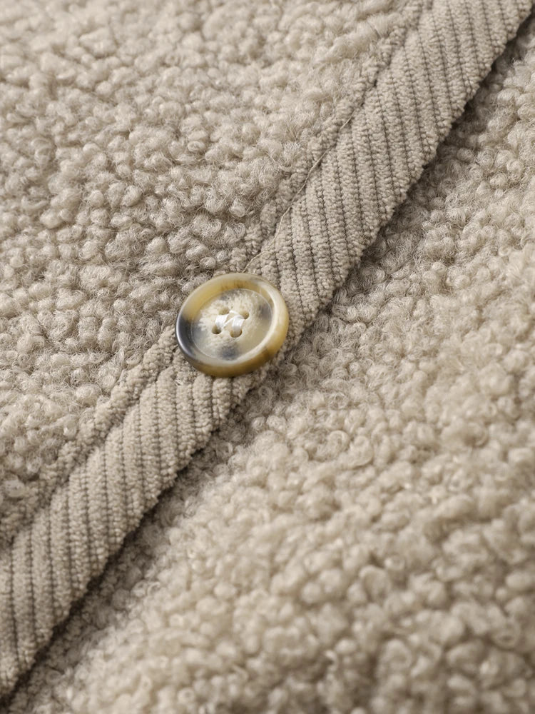 Damen Teddyjacke Weich Knöpfe Strickcardigan