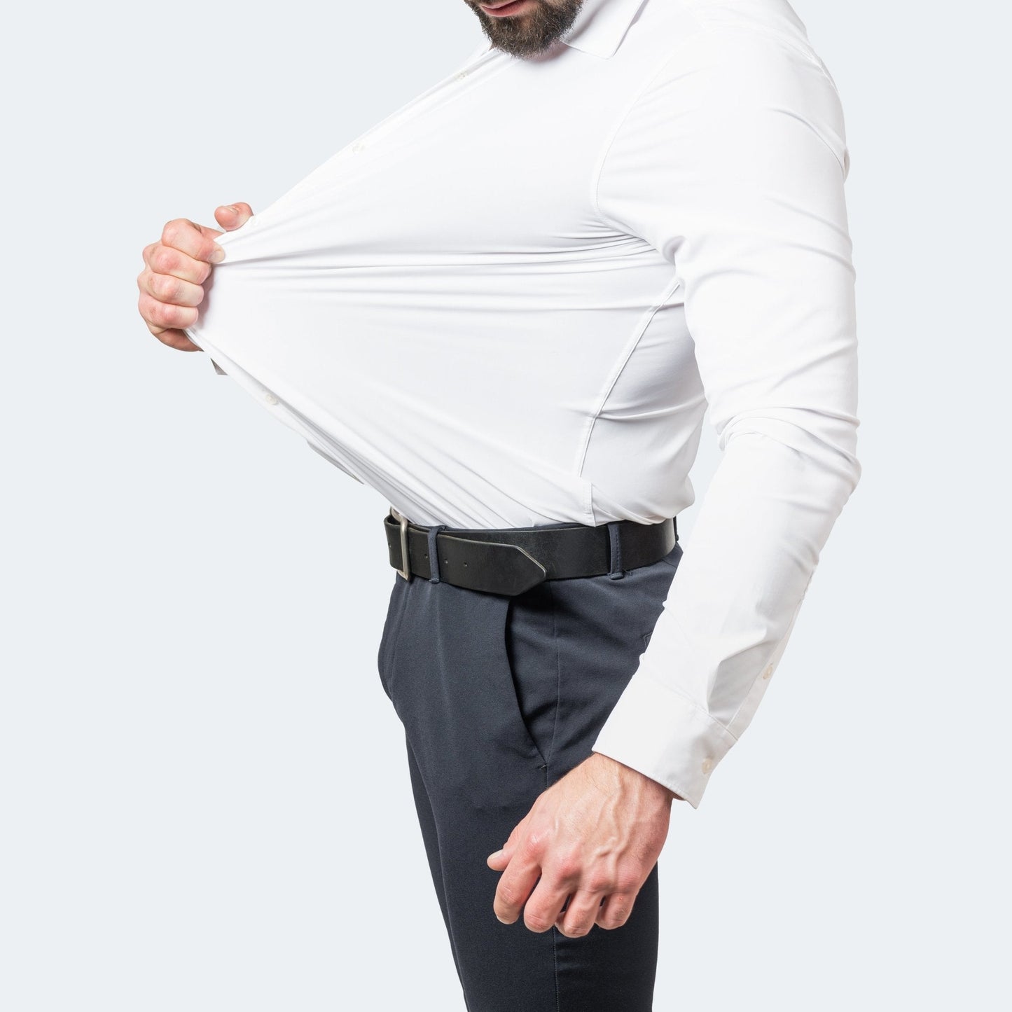 Herren Komfort-Hemd aus Stretch-Material Knitterfrei Modern Schwarz - Norvielle