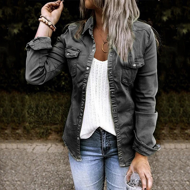 Damen Slimfit Jeansjacke Modern