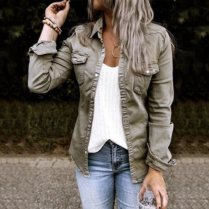 Damen Slimfit Jeansjacke Modern