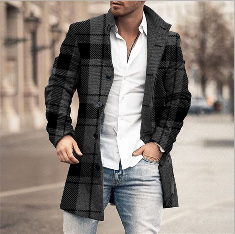 Herren Mantel Kariert Modern Stylisch - Norvielle