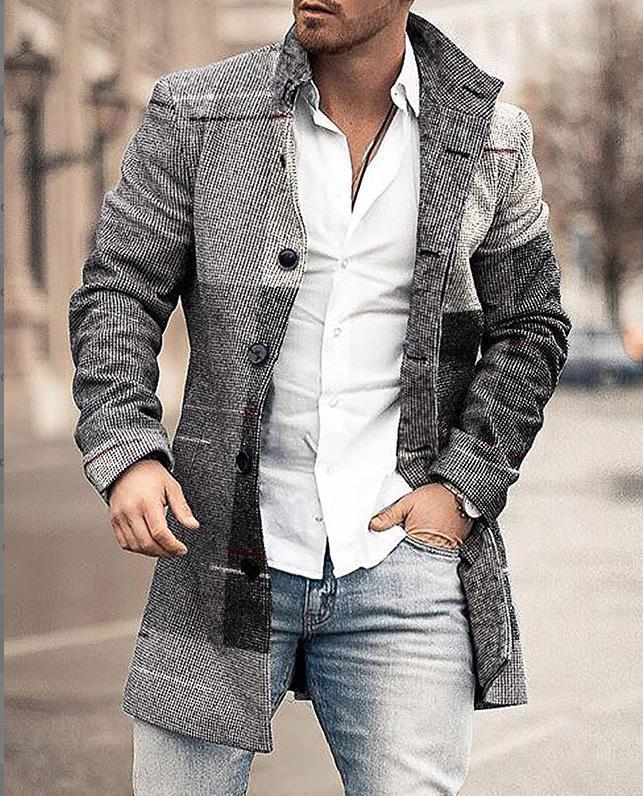Herren Mantel Kariert Modern Stylisch