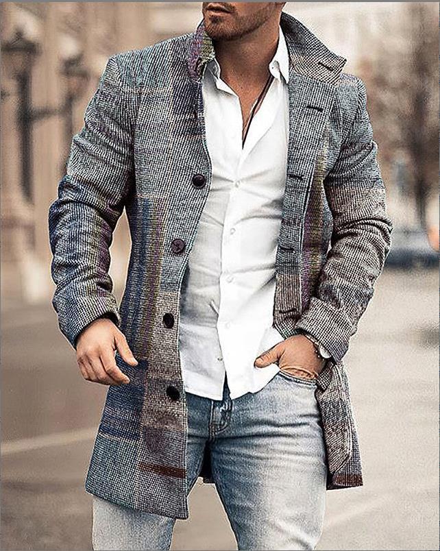 Herren Mantel Kariert Modern Stylisch