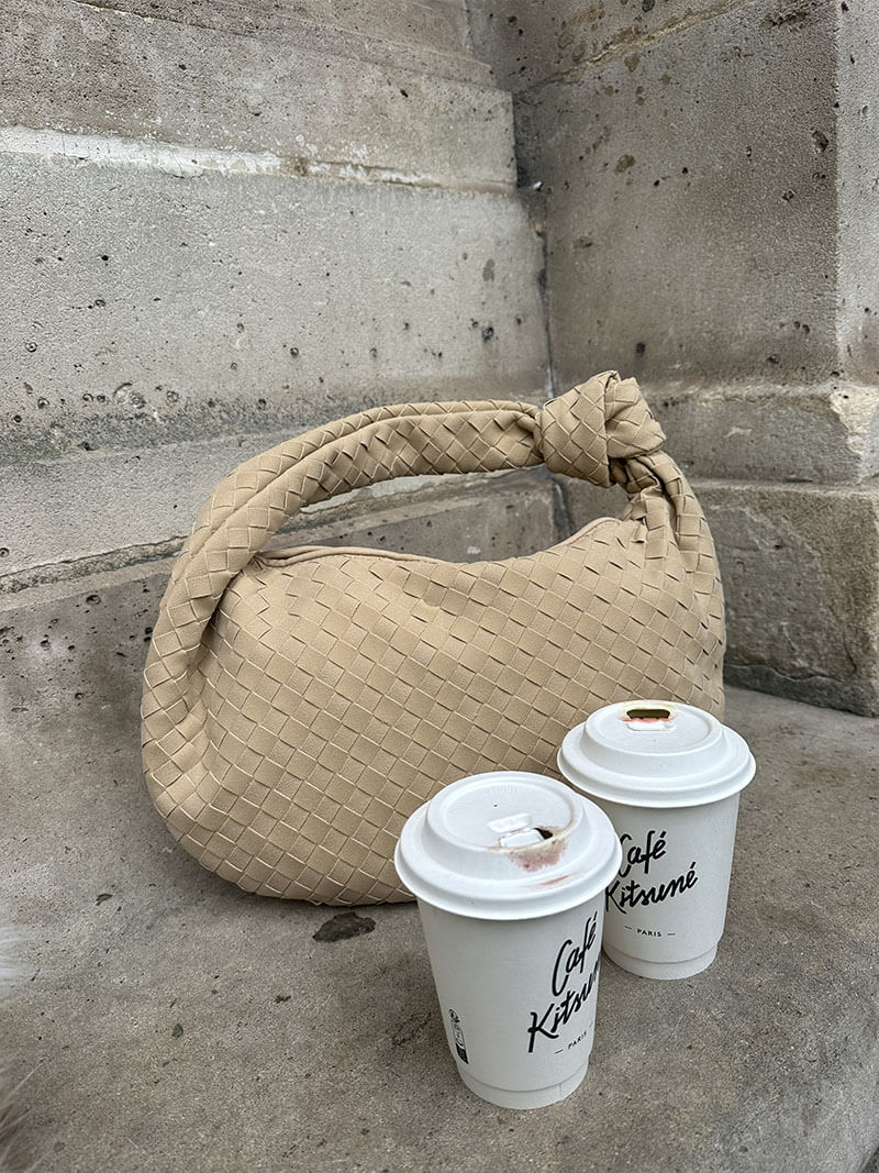 Geflochtene Damenhandtasche Hobo mit Knoten-Design Elegant Braun