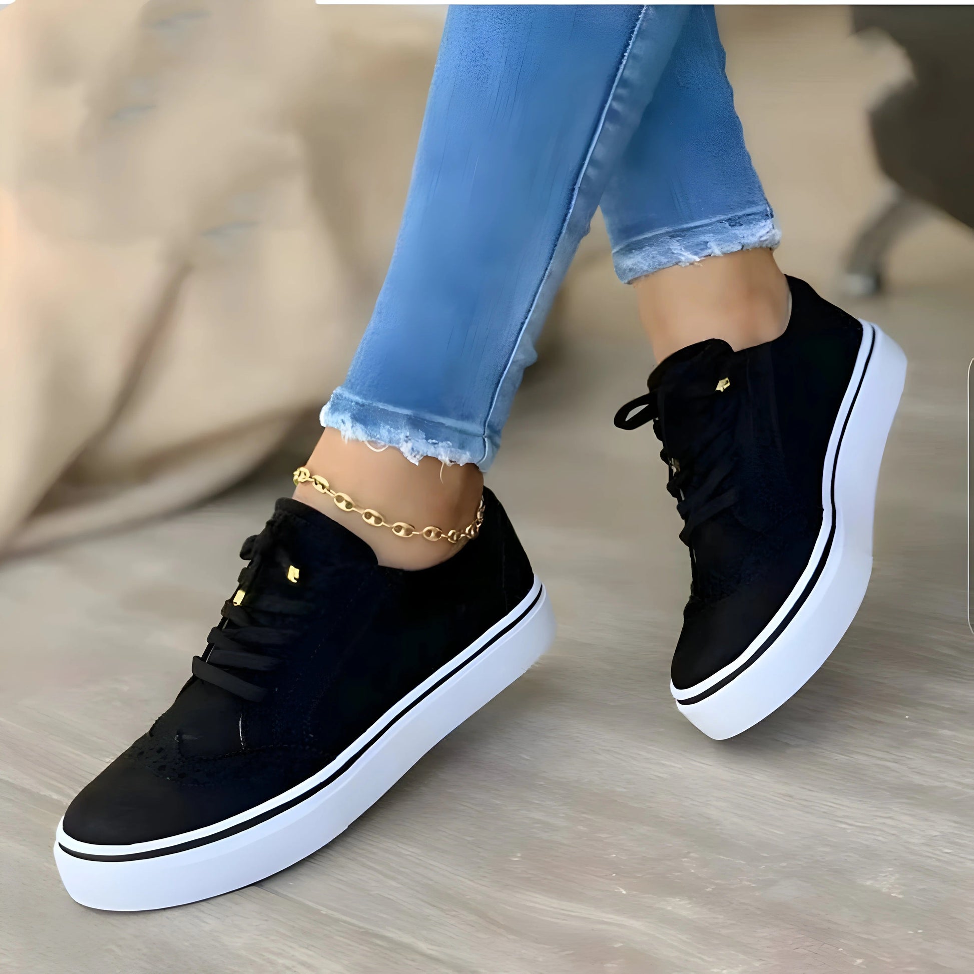 Damen Orthopädischer Sneaker Bequem Elegant Schwarz - Norvielle