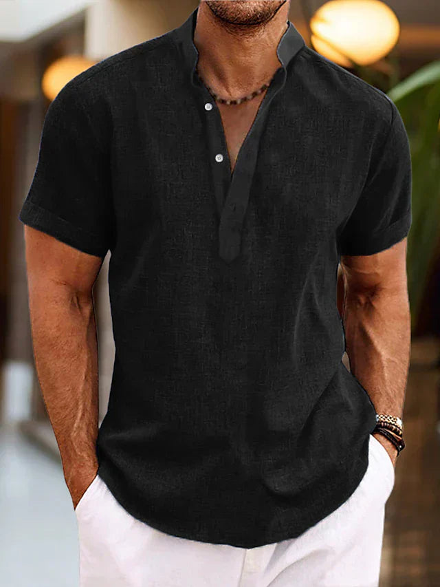 Herren Kurzarmshirt Leicht Baumwolle Sommerweiß