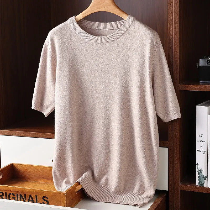 Herren Kaschmir T-Shirt Rundhals Weich