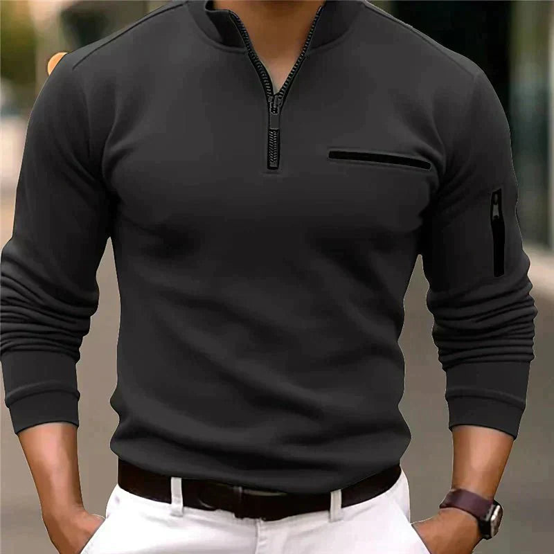 Herren Pullover Viertelreißverschluss Warm