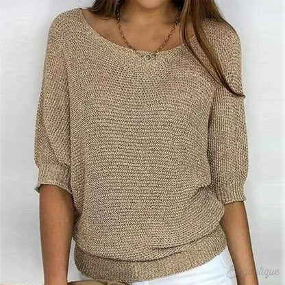 Damen Pullover Elegantes Design Weich Beige - Norvielle
