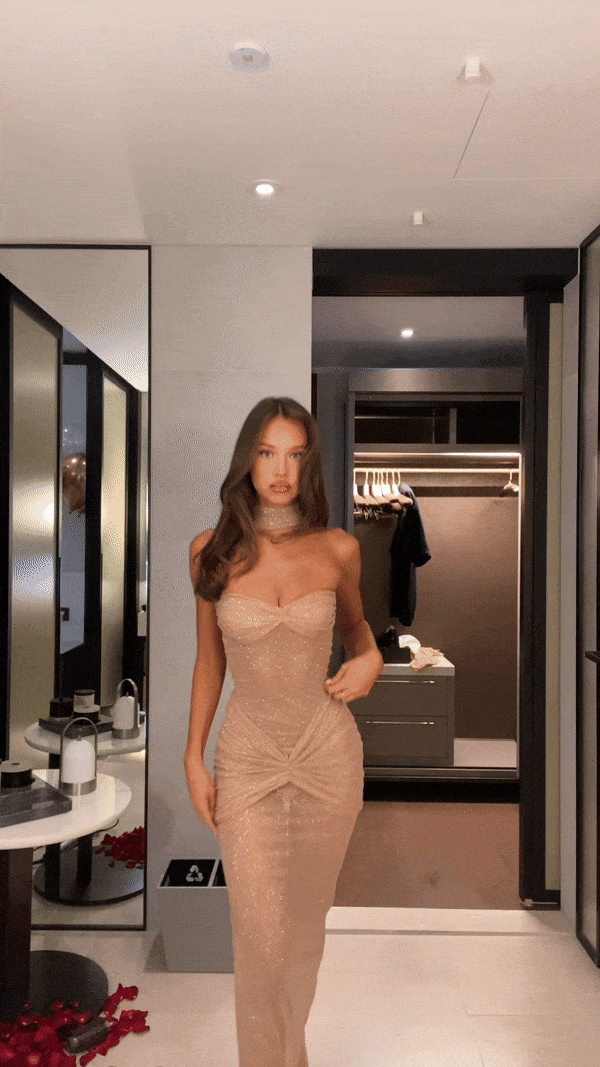 Elegantes Abendkleid Glitzernd Durchsichtig