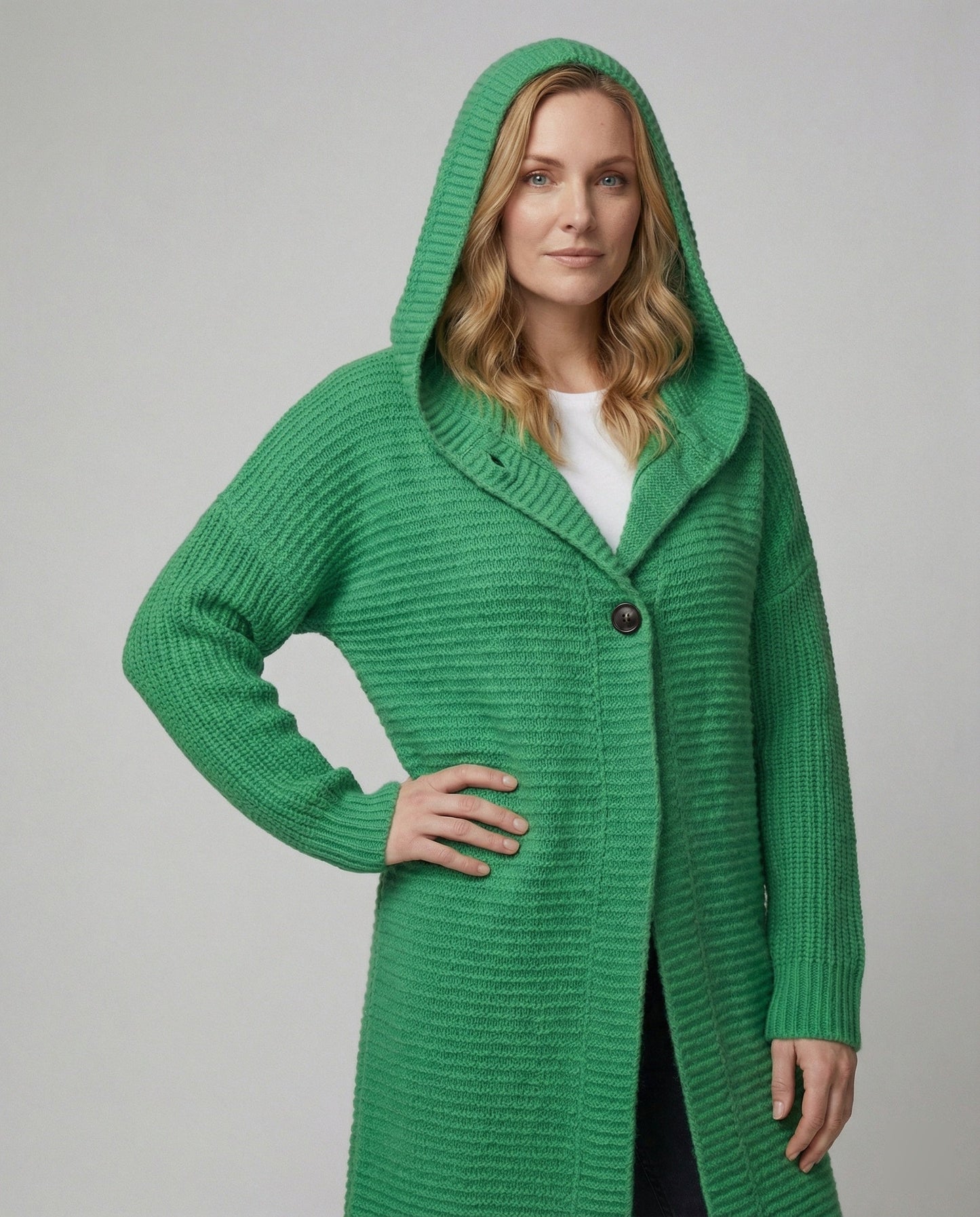 Damen Wolle Weste mit Kapuze Modern - Norvielle