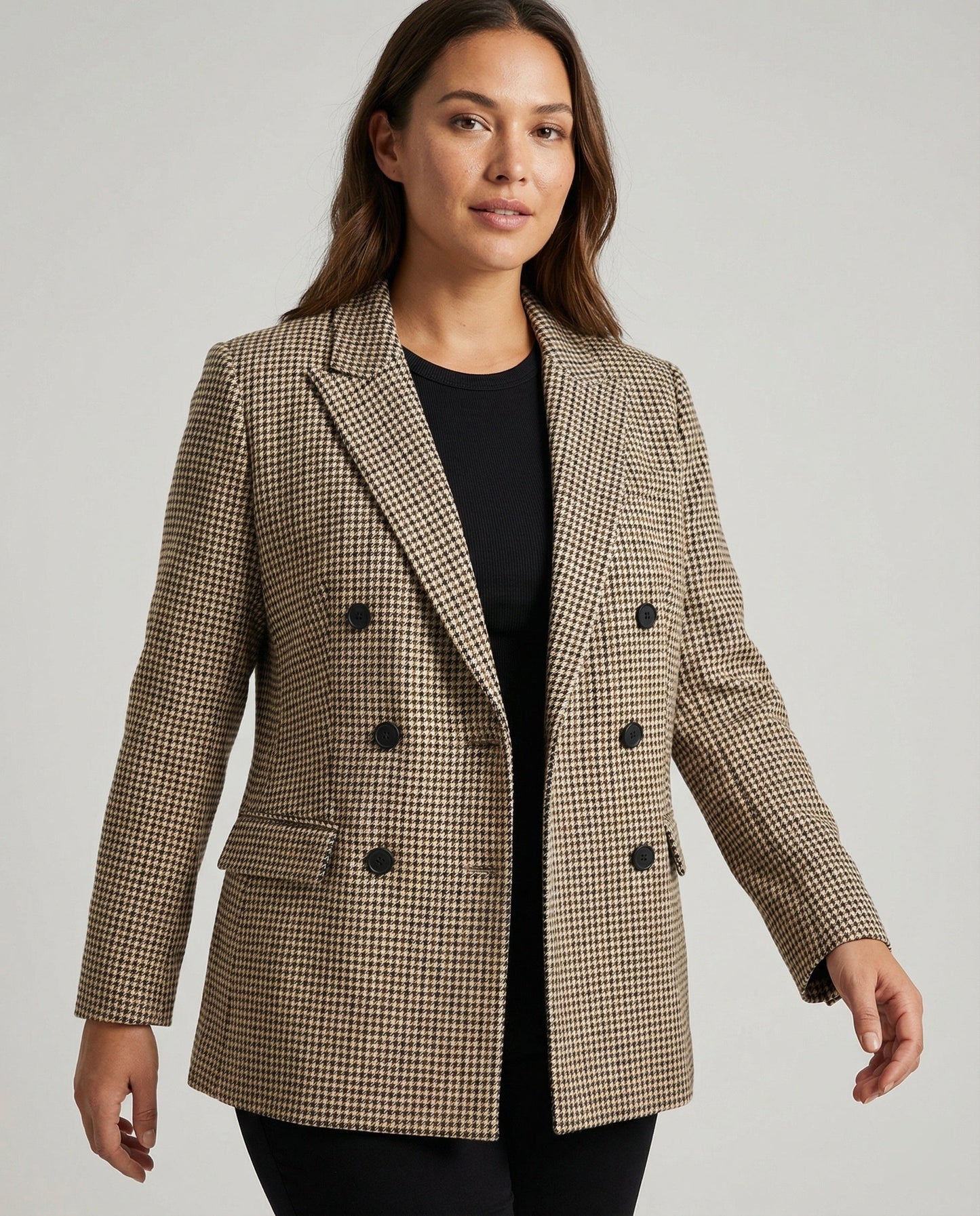 Damen Karo Blazer Modern Kaschmir Schwarz - Norvielle