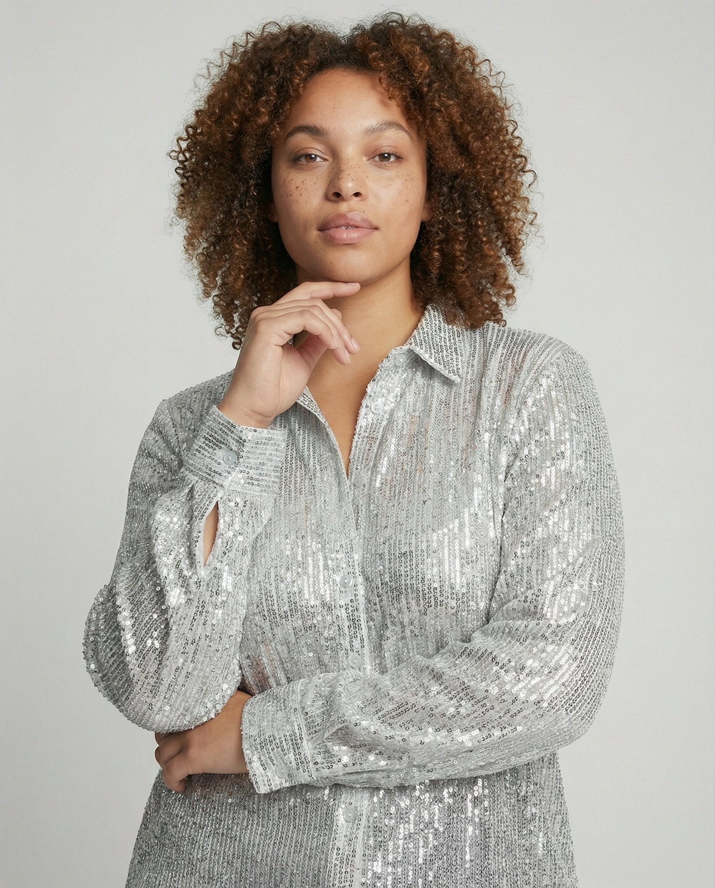 Damenbluse Glitzernd Transparent Pailletten