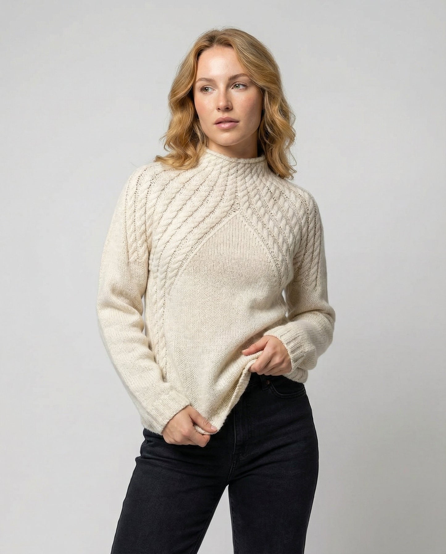 Damen Pullover Rippstrick Hochkragen Lässig - Norvielle