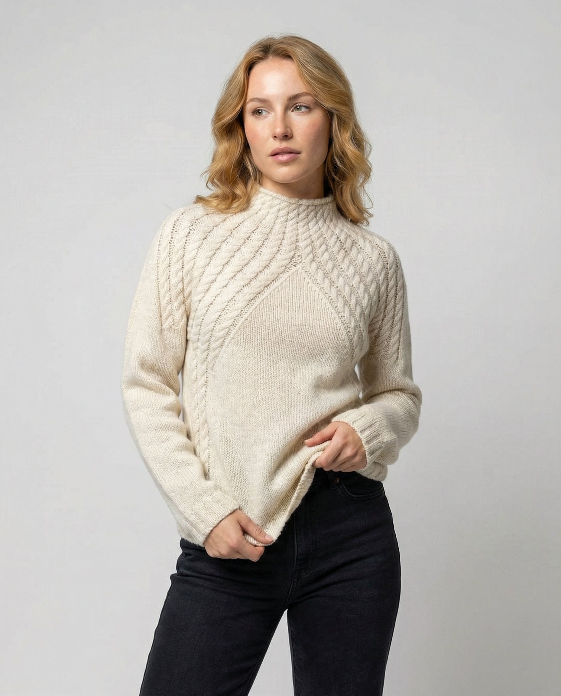 Damen Pullover Rippstrick Hochkragen Lässig - Norvielle