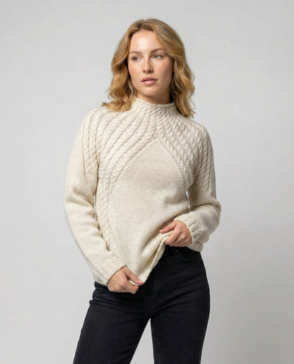 Damen Pullover Rippstrick Hochkragen Lässig - Norvielle