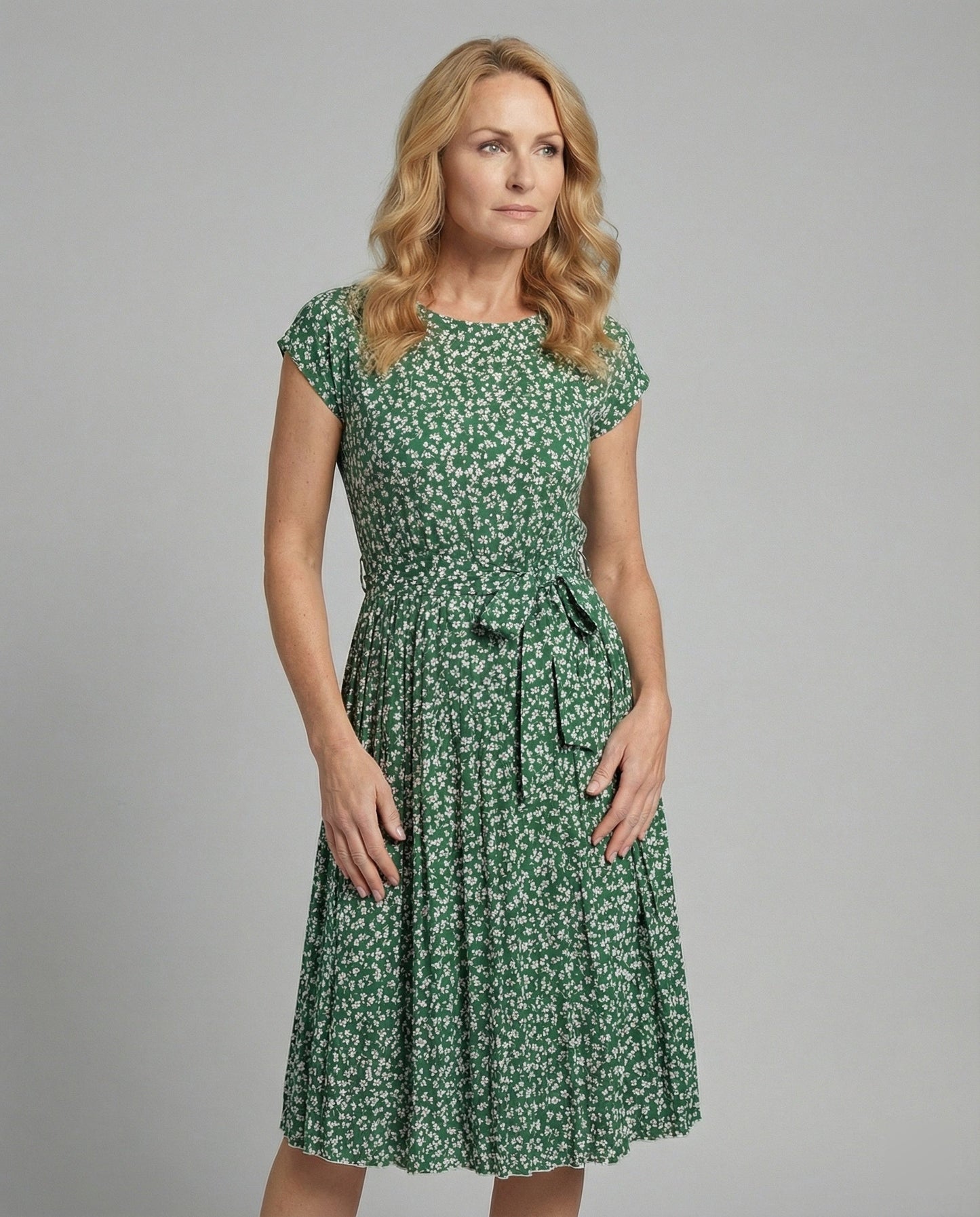 Damen Midi-Kleid mit Gürtel und Verschnürung - Norvielle