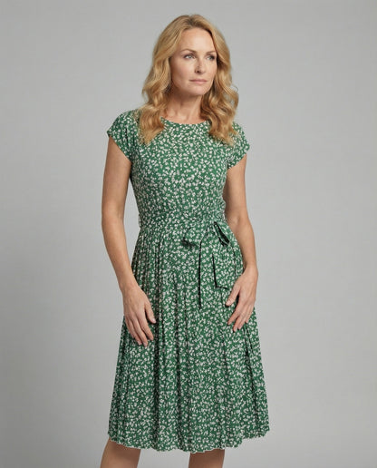 Damen Midi-Kleid mit Gürtel und Verschnürung - Norvielle