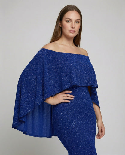 Damen Abendkleid Off-Shoulder Glitter
