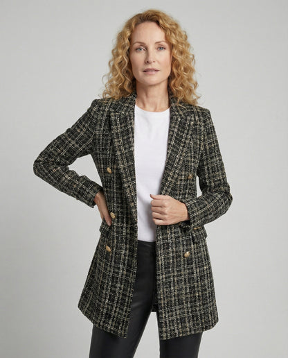 Damen Blazer Tweed Doppelknöpfe Modern - Norvielle