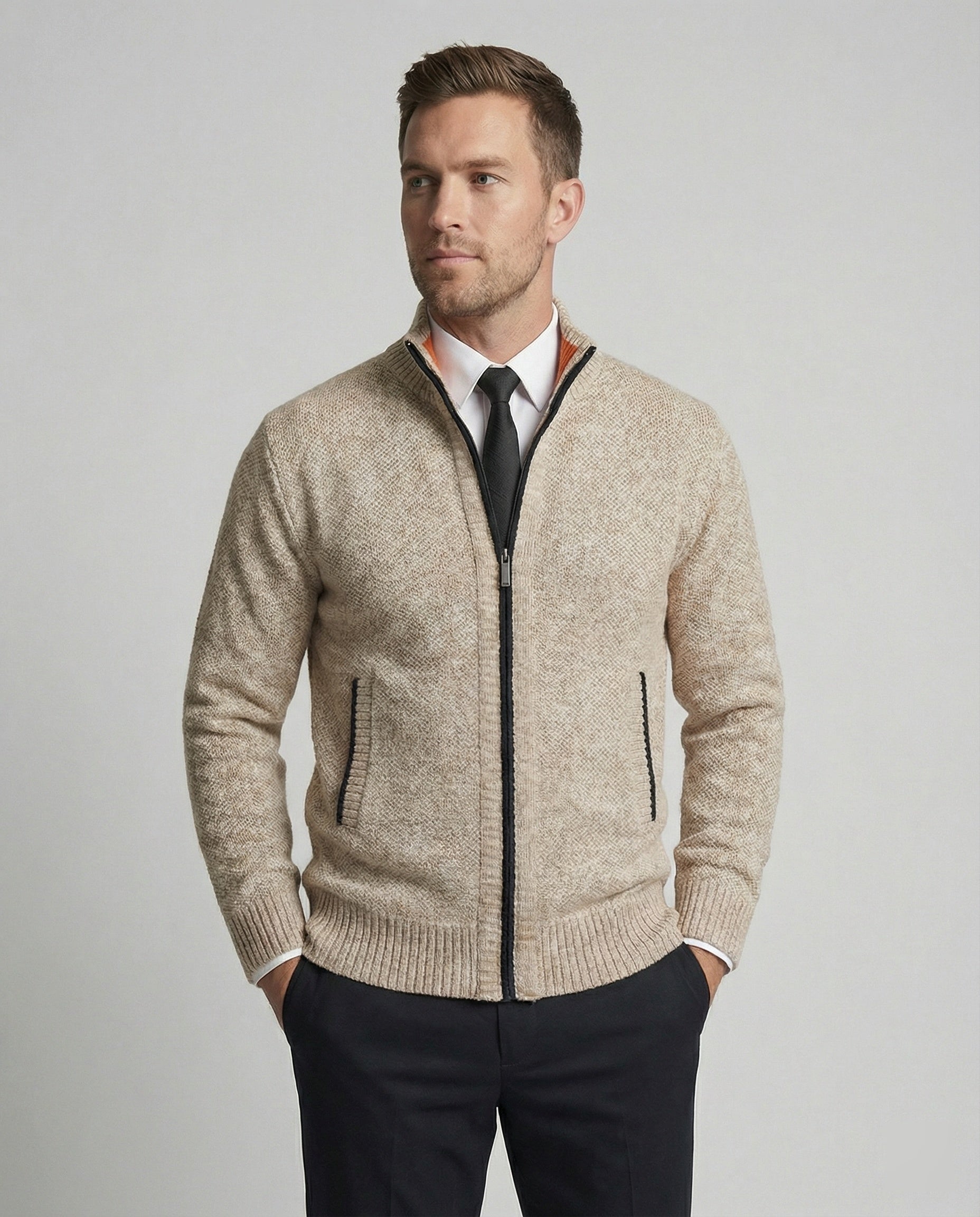 Herren Steppjacke Elegante Reißverschluss Schwarz - Norvielle