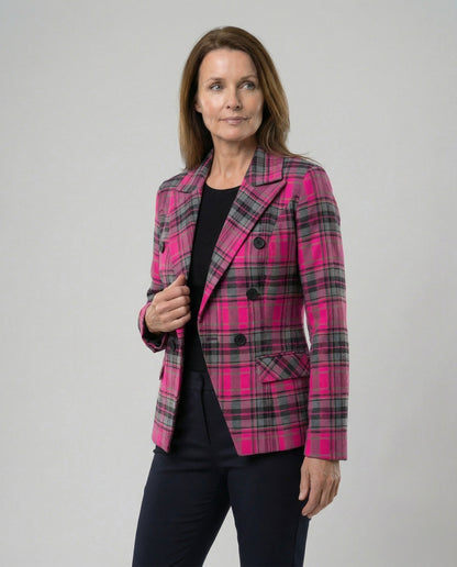 Damen Blazer Karierter Business Stil Schwarz - Norvielle