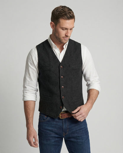 Herren Weste Slim Fit Modern Schwarz - Norvielle