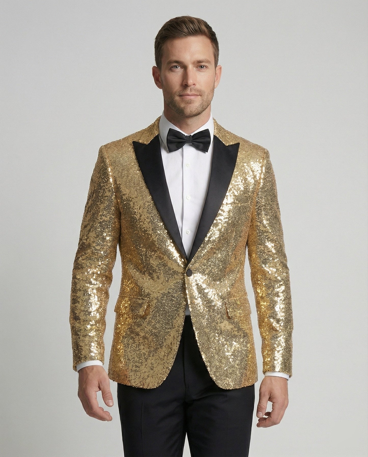 Herren Paillettenblazer Glitzer Schwarz - Norvielle