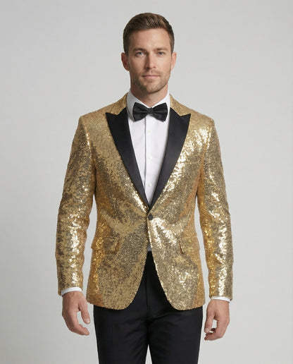 Herren Paillettenblazer Glitzer Schwarz - Norvielle