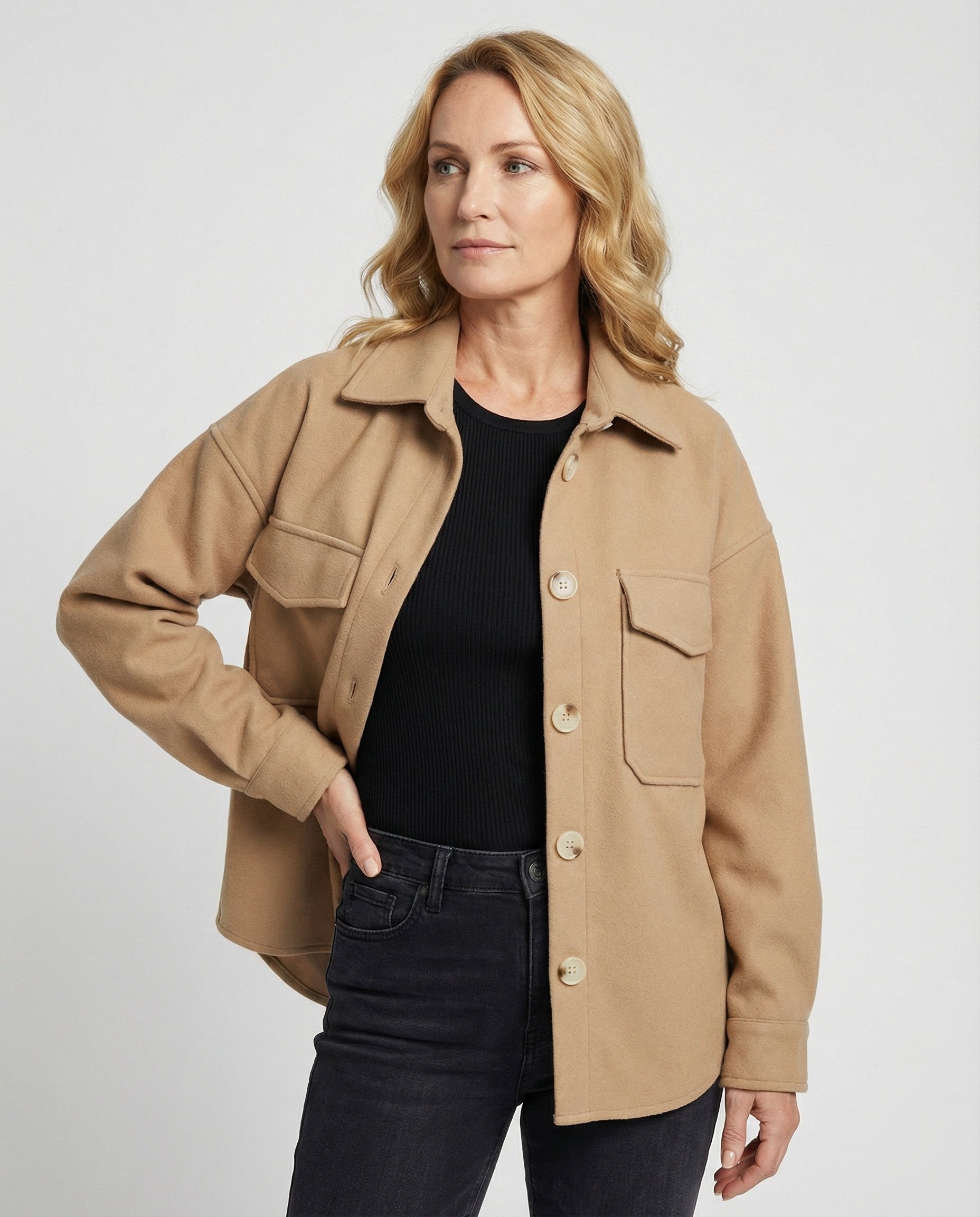 Damen Oversized Bluse mit Knopf Detail Großzügig - Norvielle