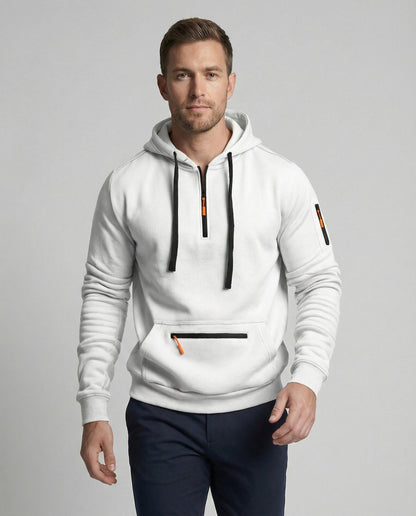 Herren Hoodie Sportlich Reißverschluss Taschen Schwarz - Norvielle
