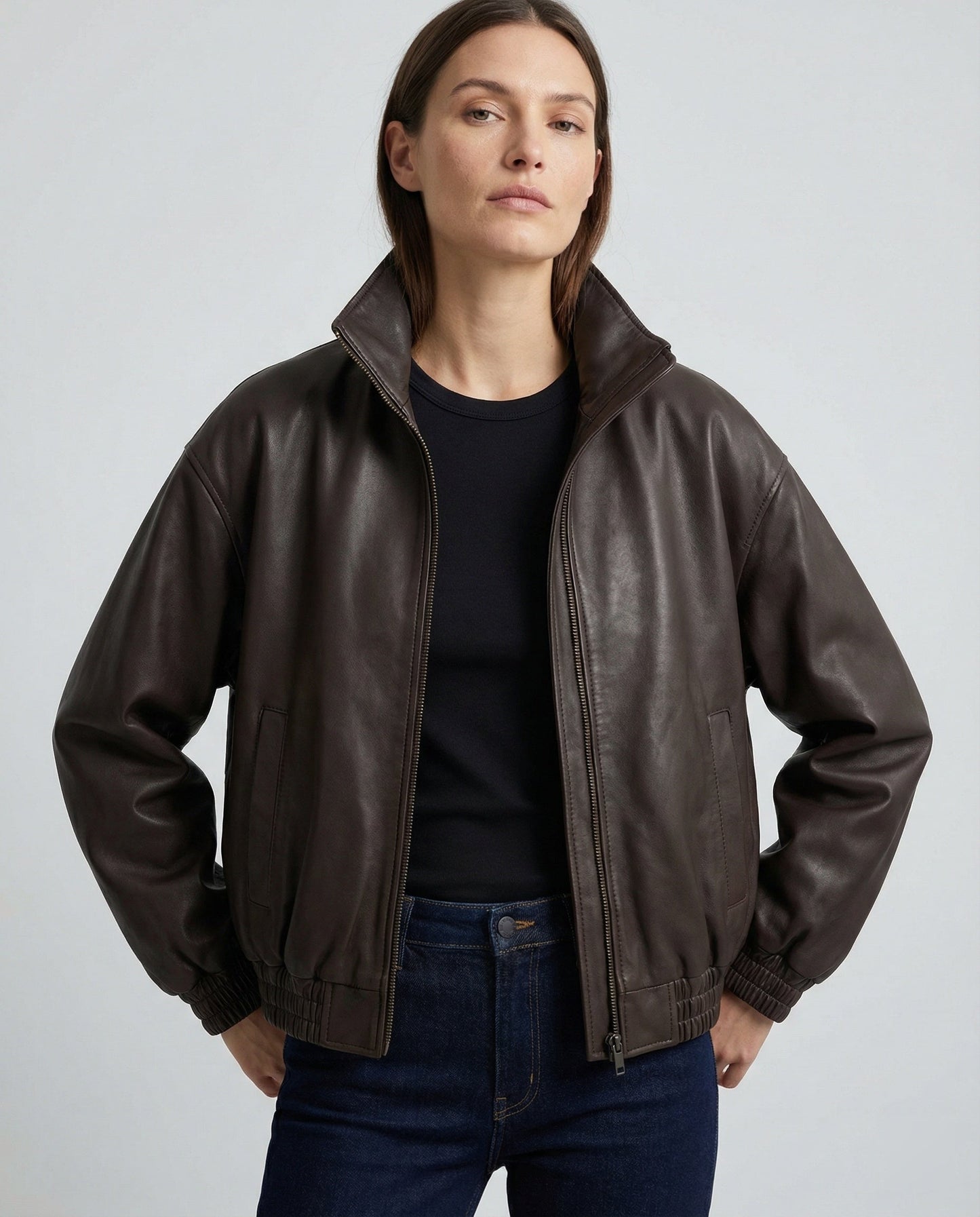 Damen Lederjacke Bikerstil Schwarz PU-Leder - Norvielle