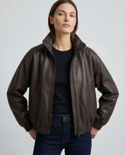 Damen Lederjacke Bikerstil Schwarz PU-Leder - Norvielle