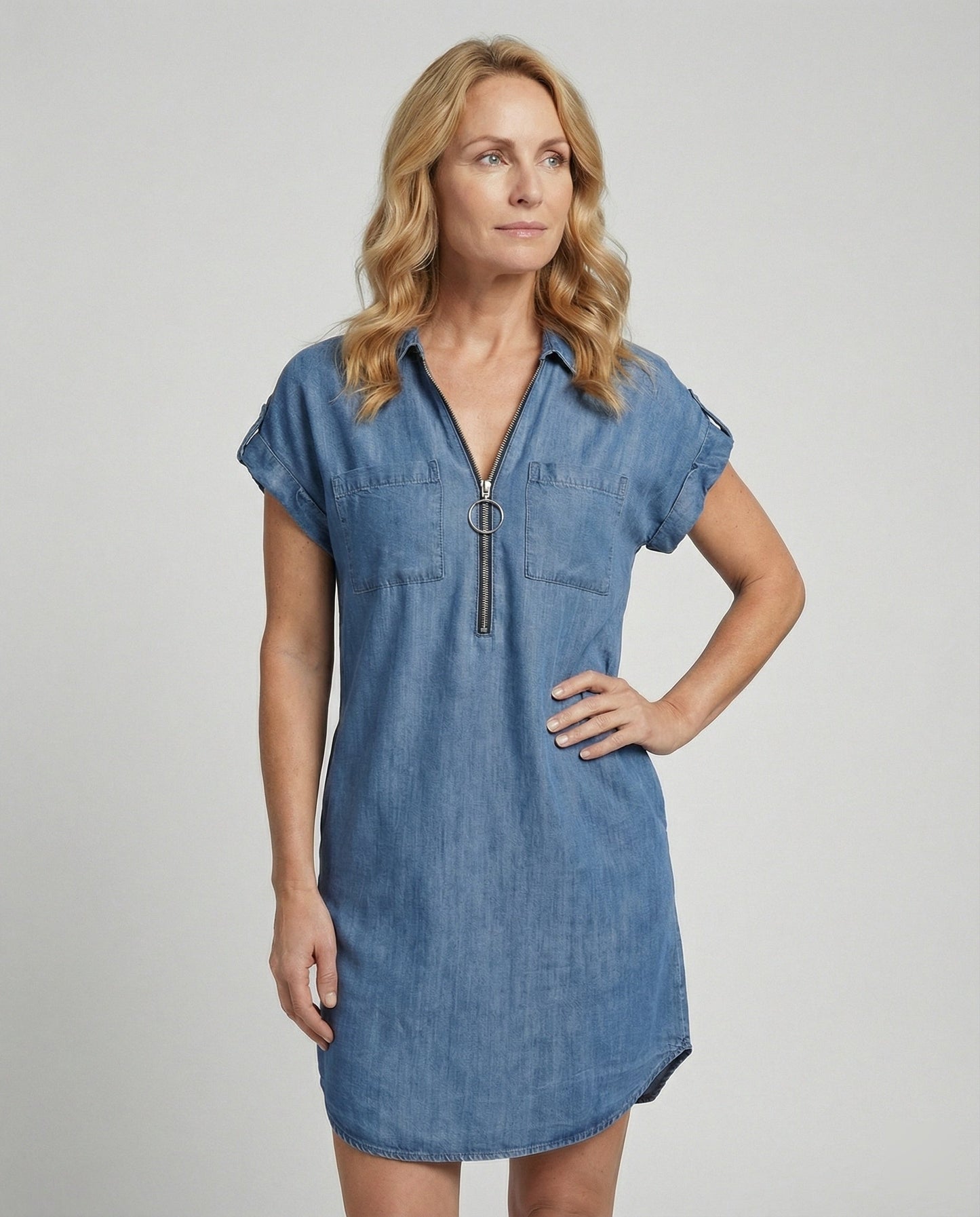 Damen Jeanskleid Reißverschluss Modern - Norvielle