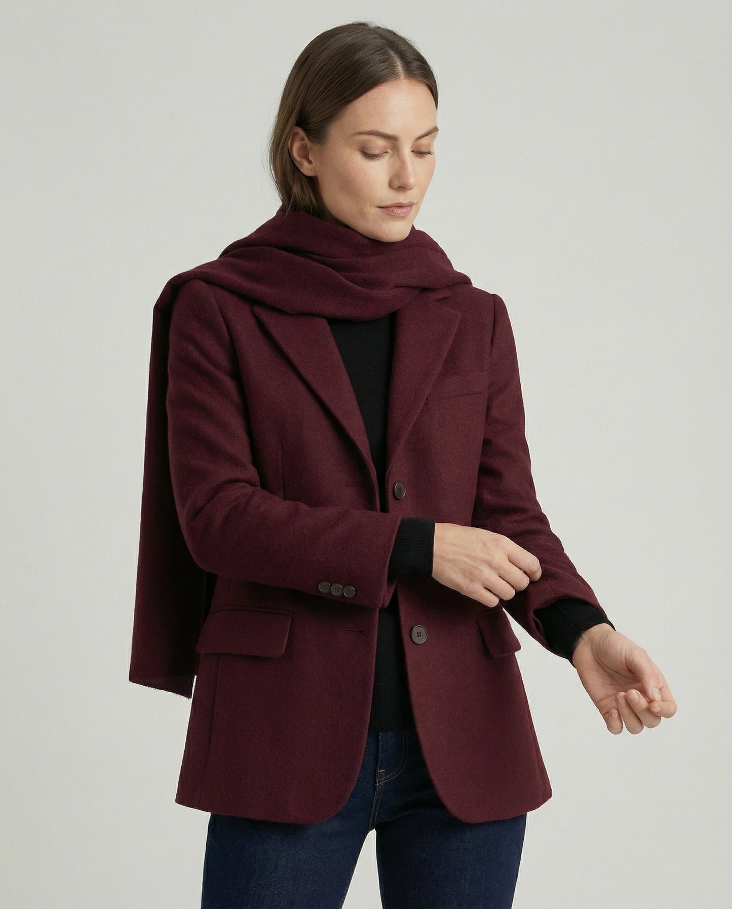 Damen Blazer Elegante Jacke Mit Schal