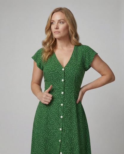 Damen Langarmkleid mit Knöpfen und Puffärmeln Elegant - Norvielle