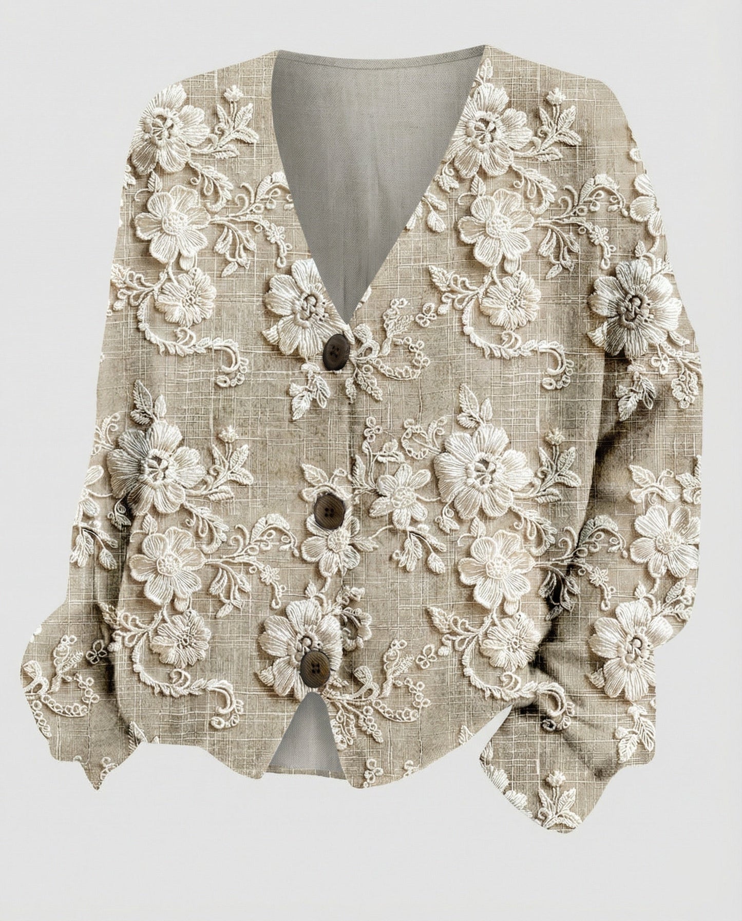 Damen Cardigan Spitze Knopfverschluss Romantisch