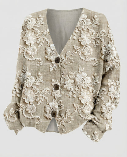 Damen Cardigan Spitze Knopfverschluss Romantisch
